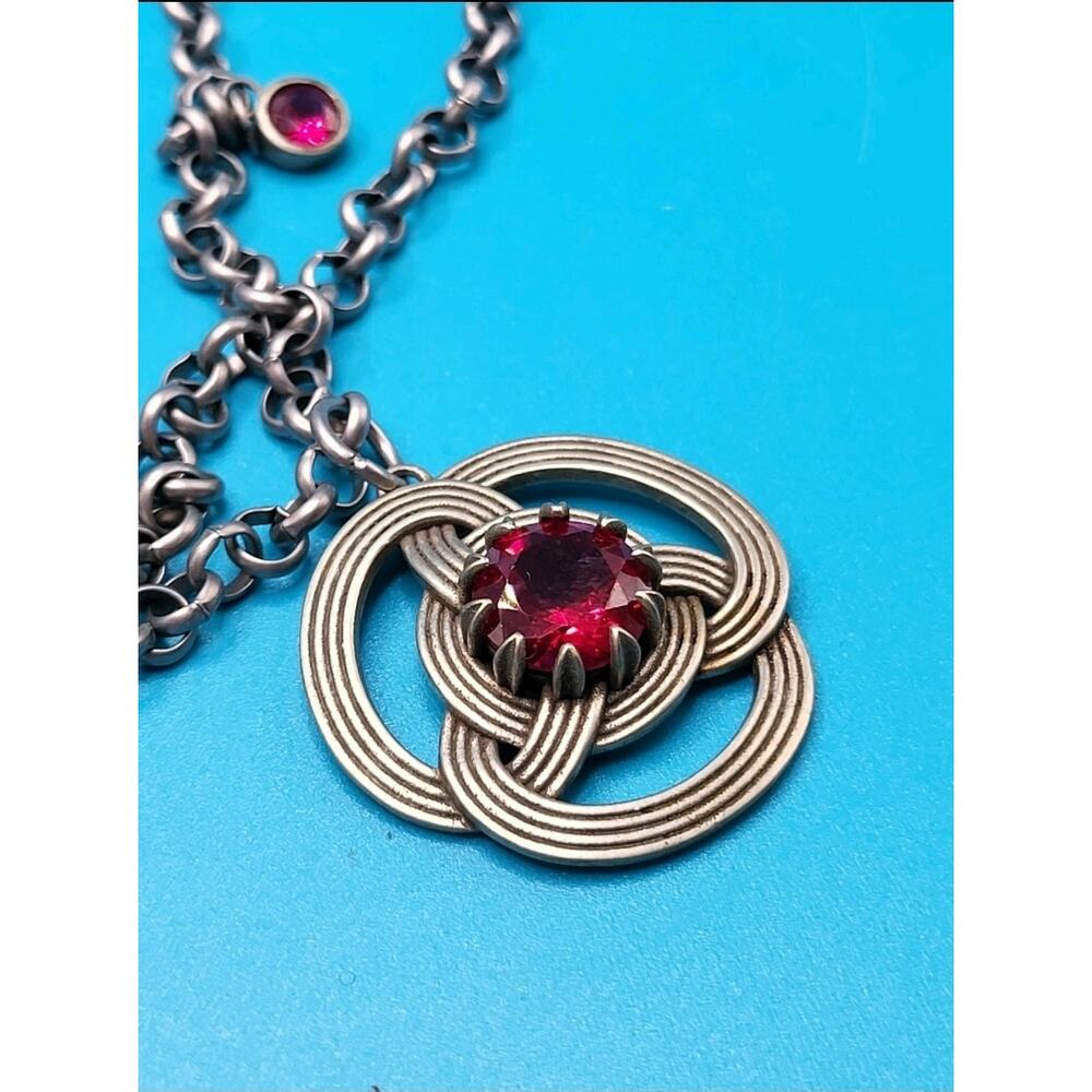 Round Pendant Necklace Double Chain 16.5 in Gold Tone 1 in Disc